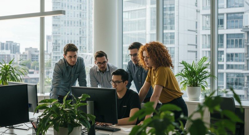 A team discussing AI privacy challenges in an Australian office.